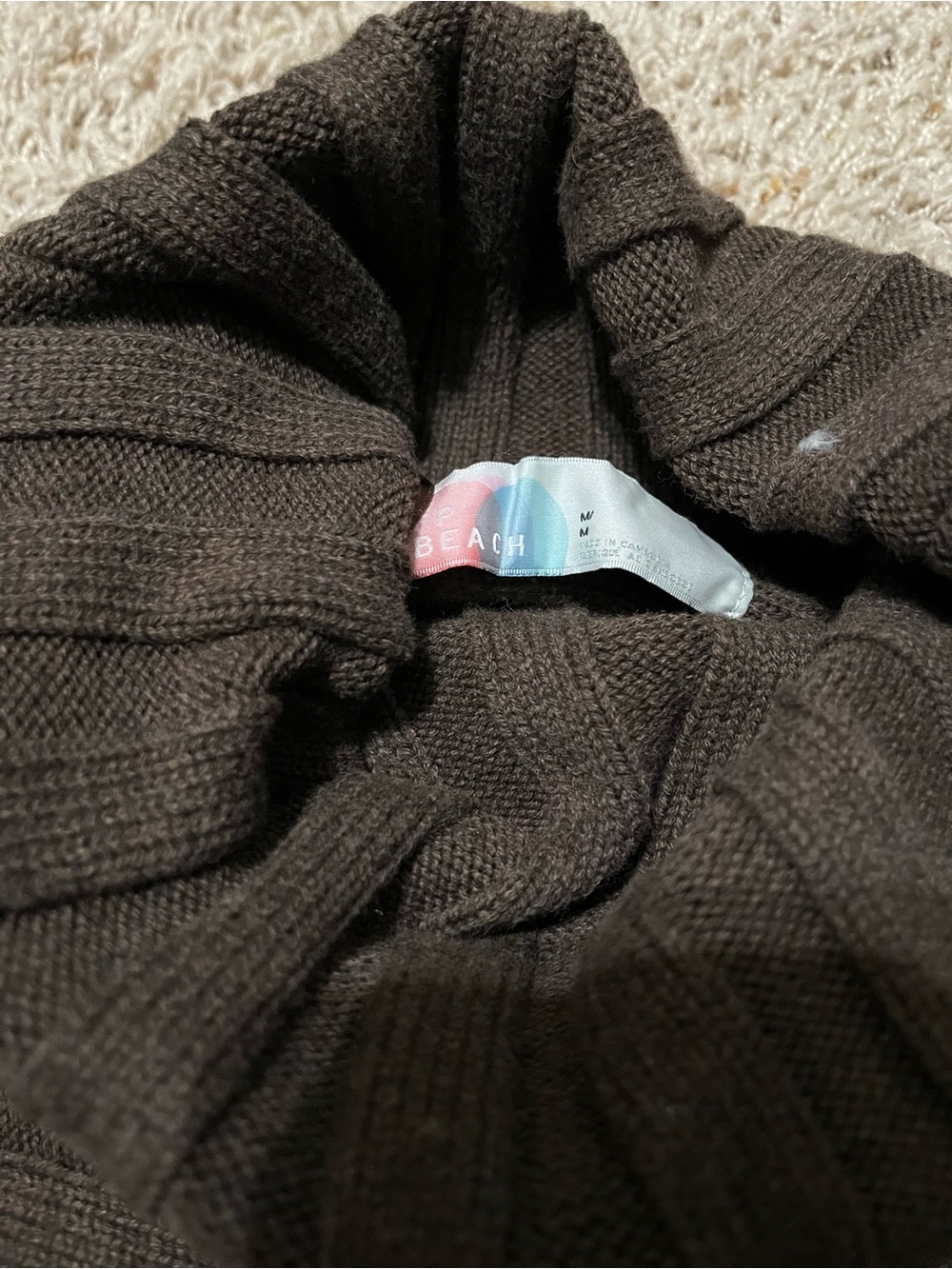 Free Peoplel Beach Chocolate Brown Thick Knit 100% Cotton Asymmetric Sweater Med - Picture 4 of 9